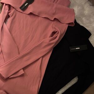 Fashion Nova Ribbed Tops in Pink and Black